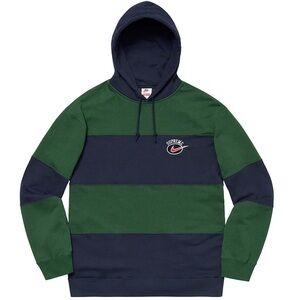 SUPREME®/NIKE® STRIPE HOODED SWEATSHIRT (SS19, Green/Blue, Large)